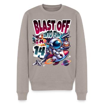 Astronaut 14. Geburtstag Weltall - Männer Premium Bio Pullover - Taupe - Vorne - Nico (187cm)