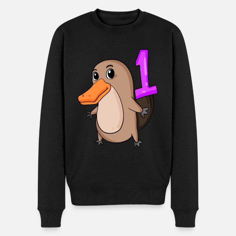 1 Jahr alt - Einschulung - Schnabeltier Motiv - Za - Männer Premium Bio Pullover - Schwarz