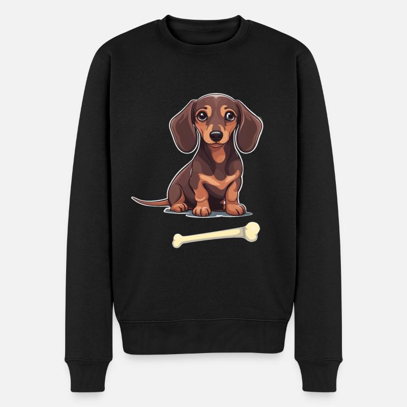 Dackel Hund Hunde Haustier Kinder Kind - Männer Premium Bio Pullover - Schwarz