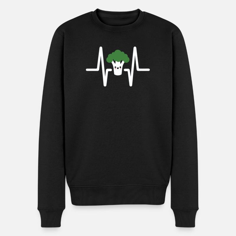 Brokkoli EKG Herzschlag - Männer Premium Bio Pullover - Schwarz