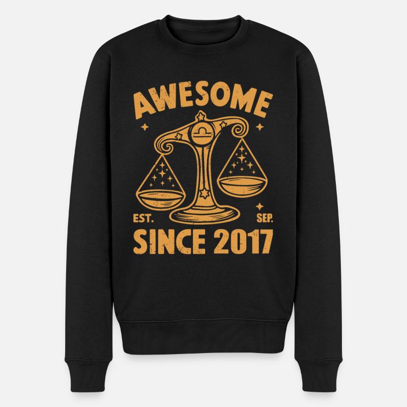 Génial depuis 2017 Balance Anniversaire - Pull Premium bio Homme - noir