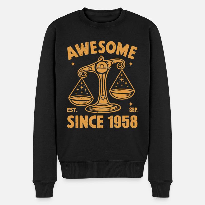 Awesome Since 1958 Libra Geburtstag - Männer Premium Bio Pullover - Schwarz