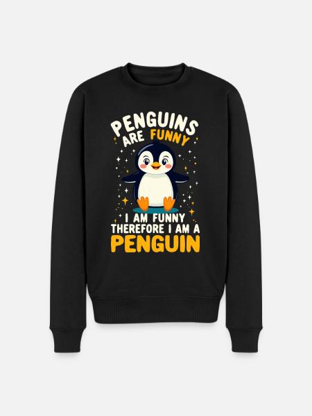 Penguin, Funny, Penguins Are Funny, Penguin - Men's Premium Organic Jumper - black