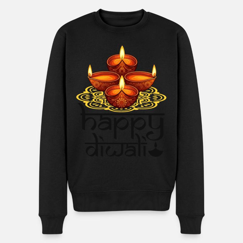 Happy Diwali - Männer Premium Bio Pullover - Schwarz