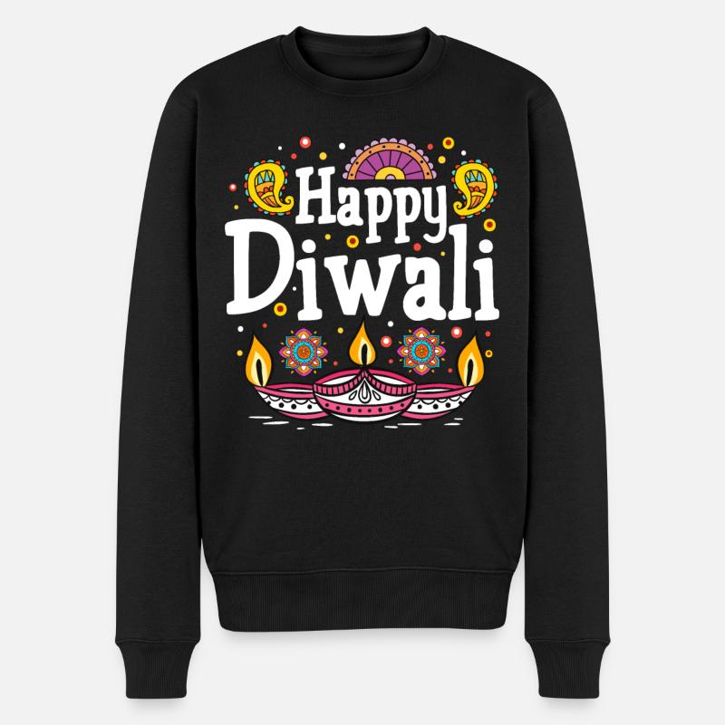 Happy Diwali - Männer Premium Bio Pullover - Schwarz