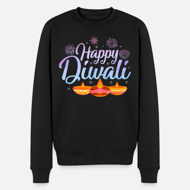 Happy Diwali - Männer Premium Bio Pullover - Schwarz