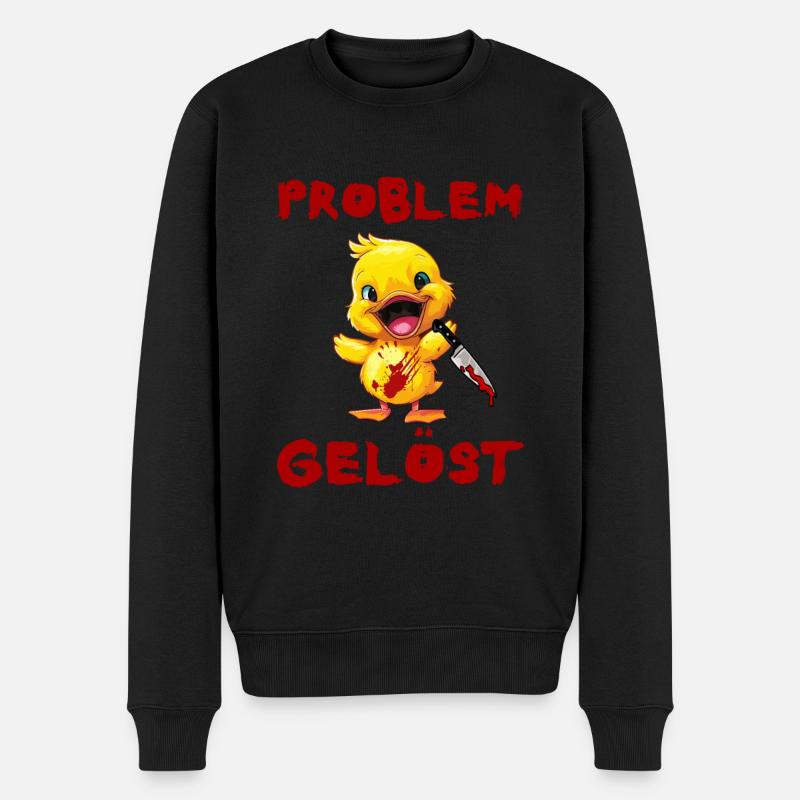 Problem gelöst - Ente mit Messer Halloween - Männer Premium Bio Pullover - Schwarz