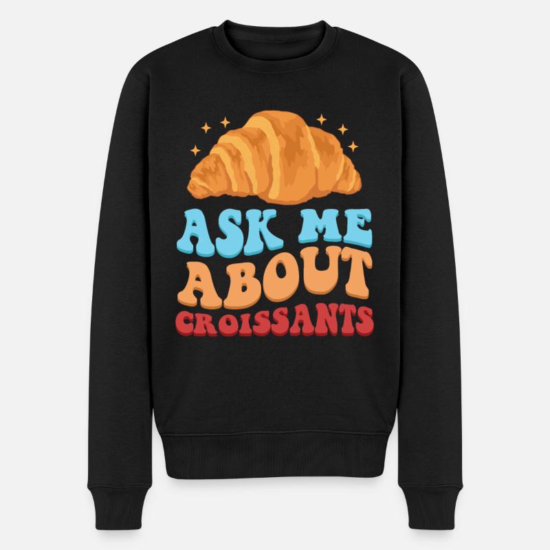 Croissant Hörnchen Beugel Gipfeli Geschenk - Männer Premium Bio Pullover - Schwarz