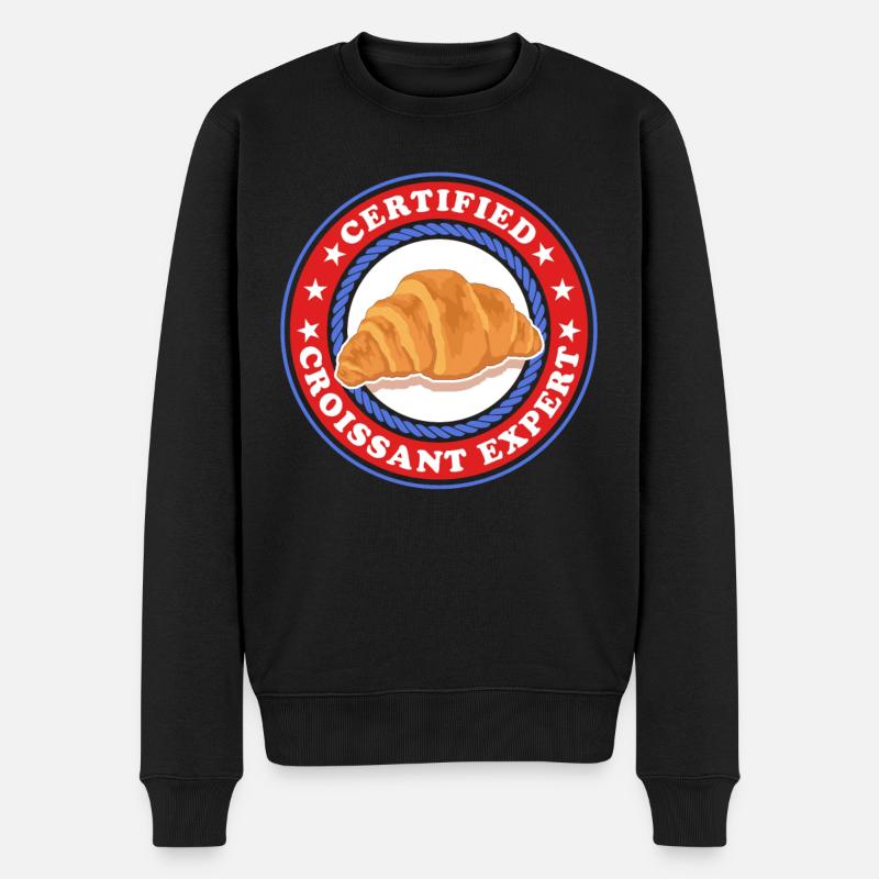 Croissant Experte Hörnchen Beugel Geschenk - Männer Premium Bio Pullover - Schwarz