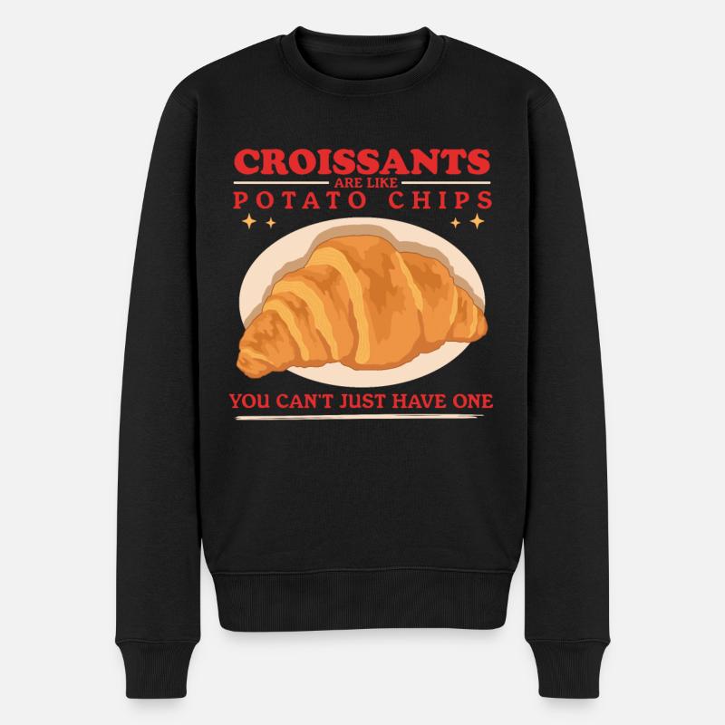 Croissant Hörnchen Gipfeli Beugel Geschenk - Männer Premium Bio Pullover - Schwarz