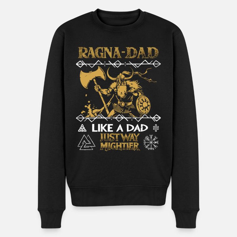 RAGNA-DAD Wikinger mit Axt für Vatertag - Männer Premium Bio Pullover - Schwarz