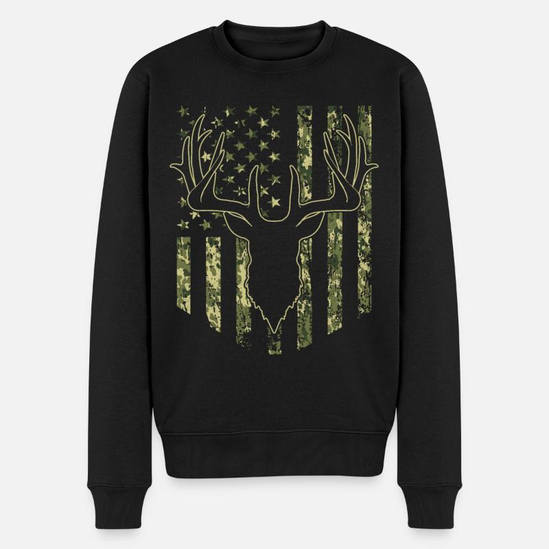 Tarnung USA Flagge Hirschjagd Tarnung - Männer Premium Bio Pullover - Schwarz