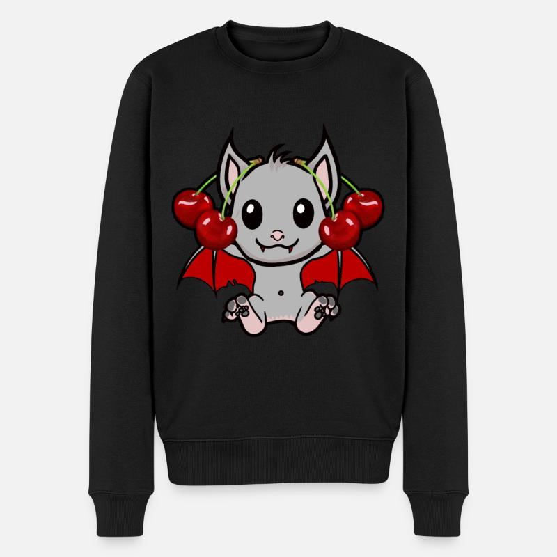 Halloween Fledermaus Fledermäuse Kirschen Kirsche - Männer Premium Bio Pullover - Schwarz
