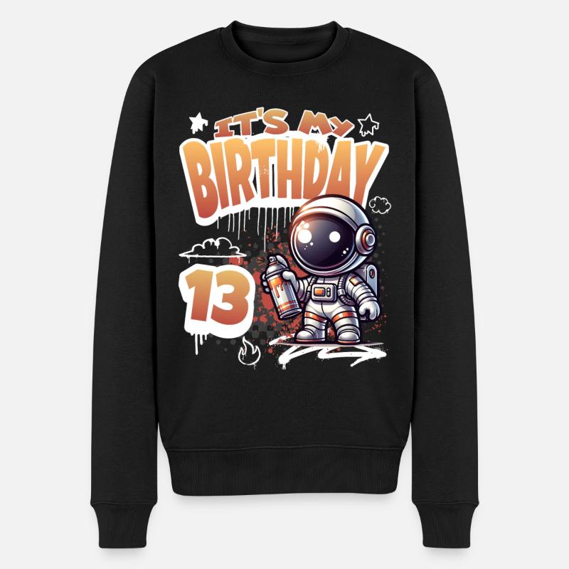 Graffiti Astronaut 13. Geburtstag - Männer Premium Bio Pullover - Schwarz