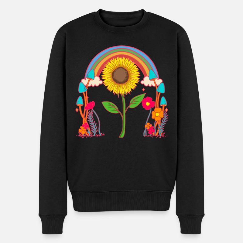 Regenbogen Sonnenblume Blume Blumen Natur - Männer Premium Bio Pullover - Schwarz