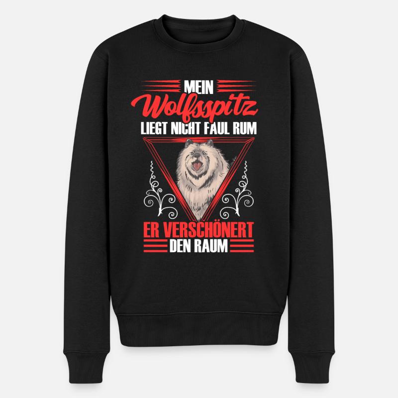 Wolfsspitz ist nicht faul Keeshond - Männer Premium Bio Pullover - Schwarz