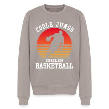 Basketball Tshirt B-Ball Dunking Rebound Player - Men's Premium Organic Jumper - taupe - Front - Nico (187cm)