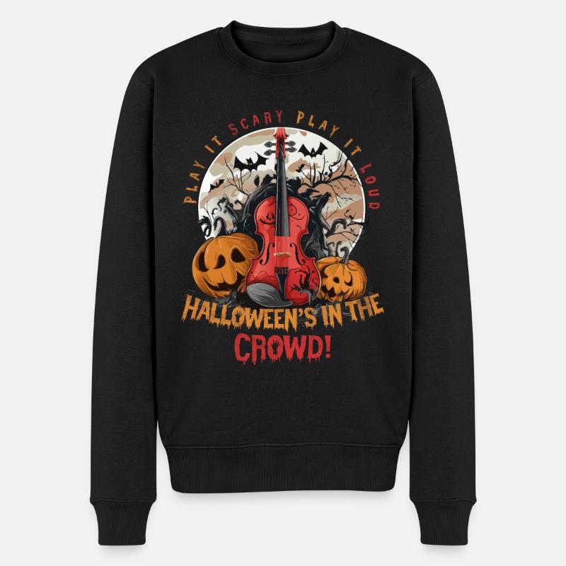 Harmonie d’Halloween : magie du violon et de la citrouille - Pull Premium bio Homme - noir