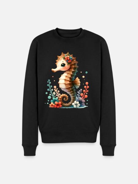 Seepferd Seepferdchen - Männer Premium Bio Pullover - Schwarz