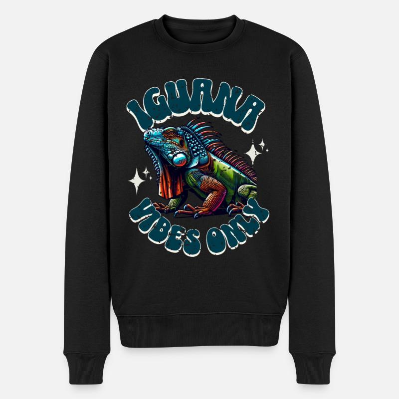 Leguan - Männer Premium Bio Pullover - Schwarz