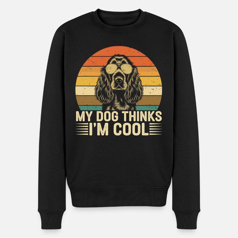 Cocker Spaniel Mein Hund Denkt Das Ich Cool Bin - Männer Premium Bio Pullover - Schwarz