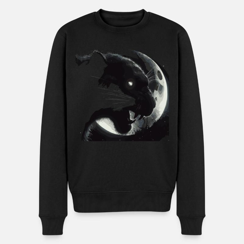 Schwarzer Panther Kopf im Mondlicht - Männer Premium Bio Pullover - Schwarz
