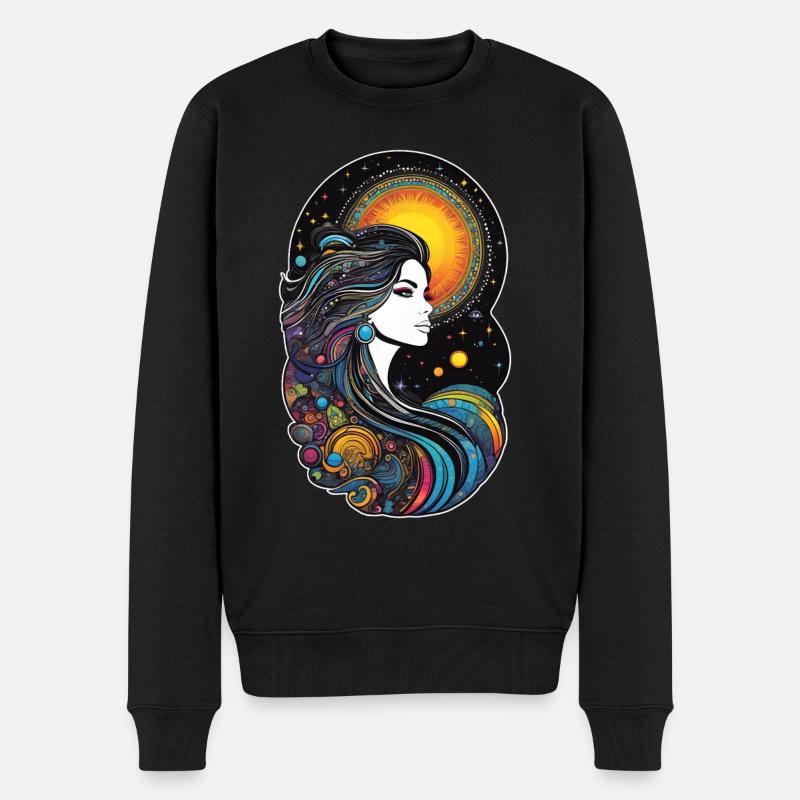 Kosmische Göttin der Schöpfung - Männer Premium Bio Pullover - Schwarz