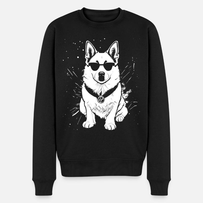 Cooler Hund mit Sonnenbrille - Männer Premium Bio Pullover - Schwarz