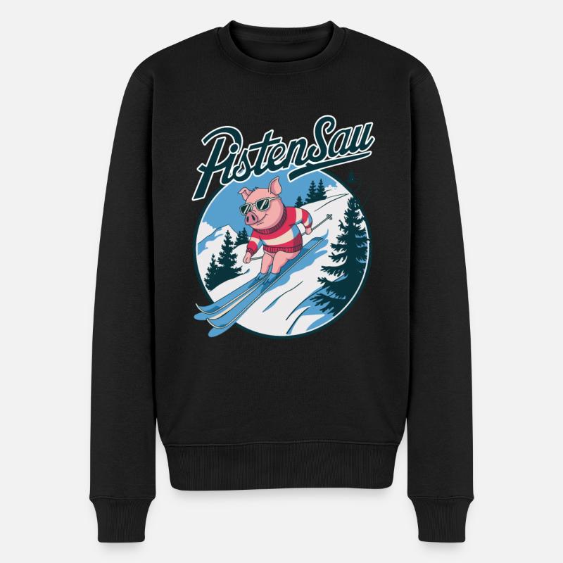 Pistensau - Männer Premium Bio Pullover - Schwarz
