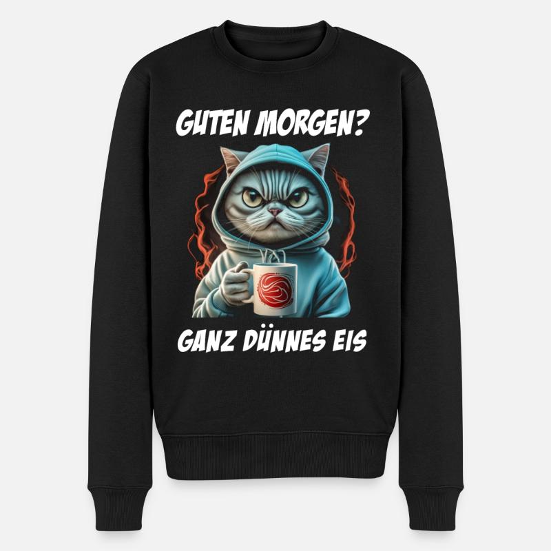 Katze Tshirt Lustig Witzig Humor Sarkasmus Büro - Männer Premium Bio Pullover - Schwarz