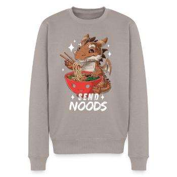 Drache Ramen Nudeln Chibi Asien Nudelsuppe Anime - Männer Premium Bio Pullover - Taupe - Vorne - Nico (187cm)