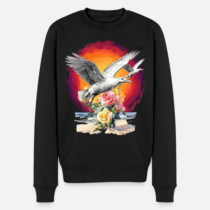 Seagulls Seagull Seagulls Maritime Sunset - Men's Premium Organic Jumper - black