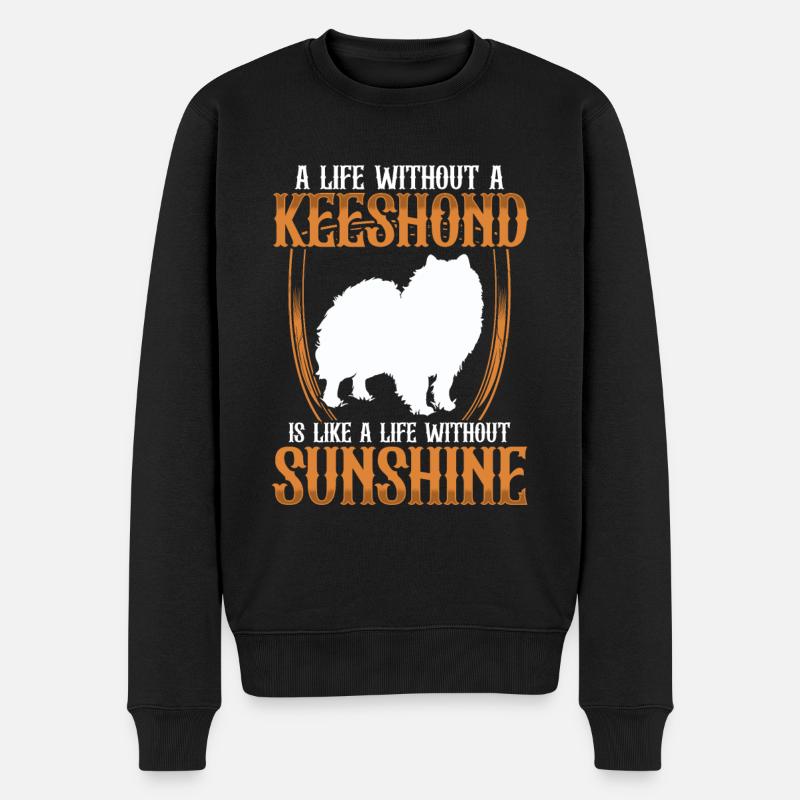 Leben ohne Wolfsspitz Keeshond - Männer Premium Bio Pullover - Schwarz