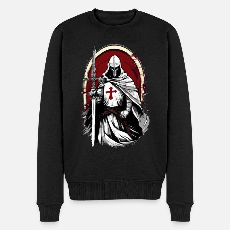 Chevalier croisé avec la - Pull Premium bio Homme - noir