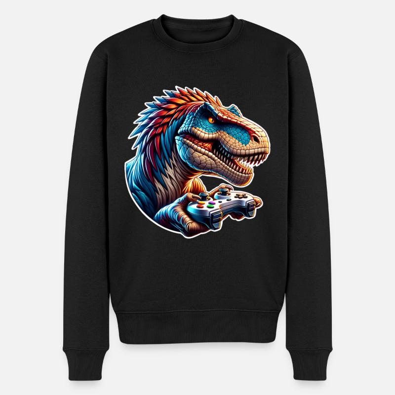 Gaming Dinosaurier T Rex - Männer Premium Bio Pullover - Schwarz