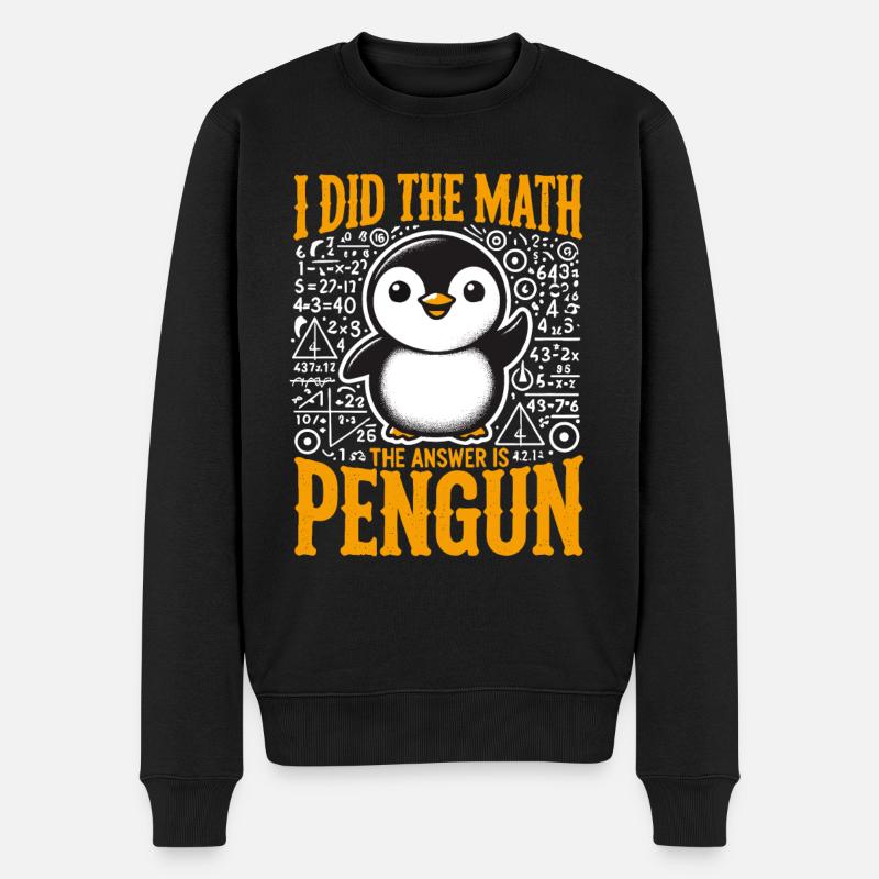 Pinguin, Lustig, Pinguin, Mathe, Mathematik - Männer Premium Bio Pullover - Schwarz