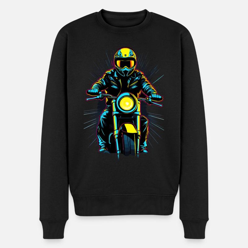Neon-Motorradfahrer - Männer Premium Bio Pullover - Schwarz
