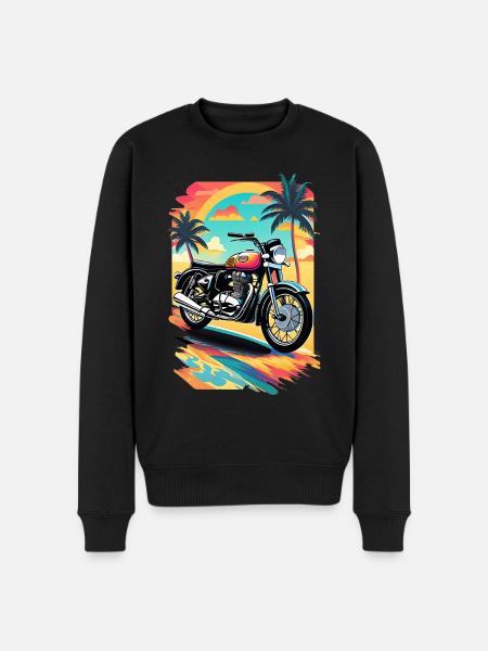 Retro motorcykel på en tropisk strand - Ekologisk premiumtröja herr - svart