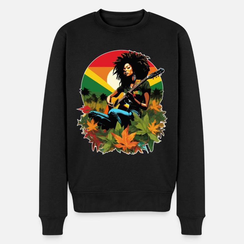 Guitariste de reggae rastafari - Pull Premium bio Homme - noir