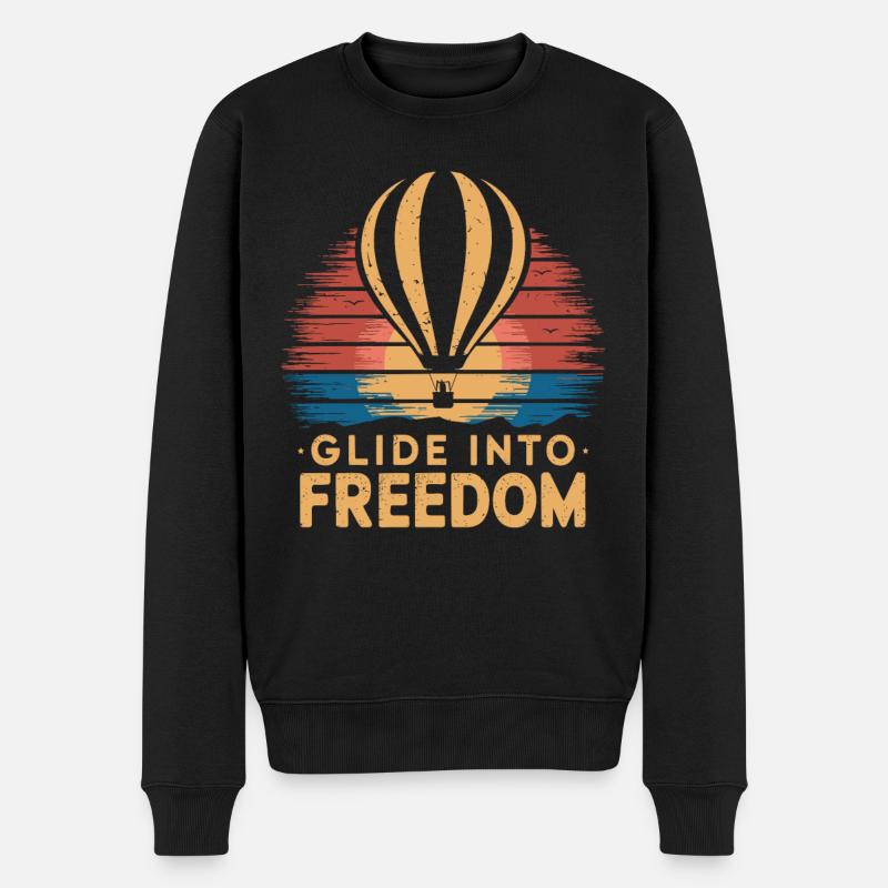 Glissez vers la liberté - Montgolfière - Pull Premium bio Homme - noir