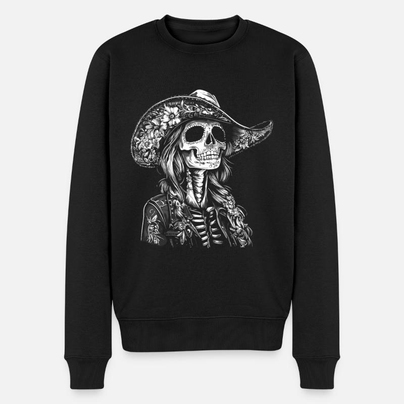 Squelette mexicain avec sombrero - Pull Premium bio Homme - noir