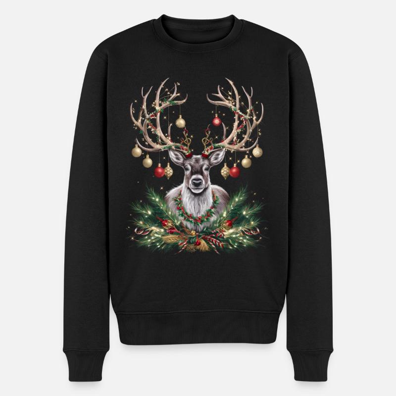 Rensdyr Jul Rensdyr Jul Jul - Økologisk premium-sweatshirt til mænd - sort