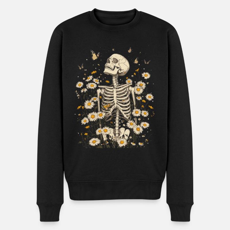 Fleurs squelettes - Pull Premium bio Homme - noir