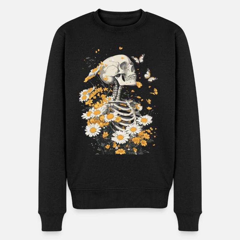 Fleurs squelettes - Pull Premium bio Homme - noir