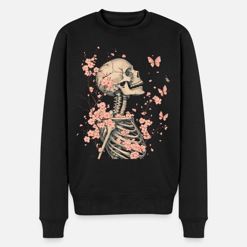 Fleurs squelettes - Pull Premium bio Homme - noir