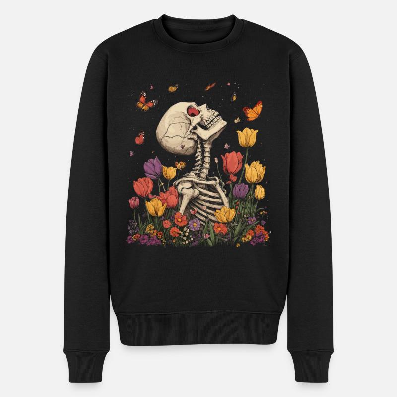 Fleurs squelettes - Pull Premium bio Homme - noir