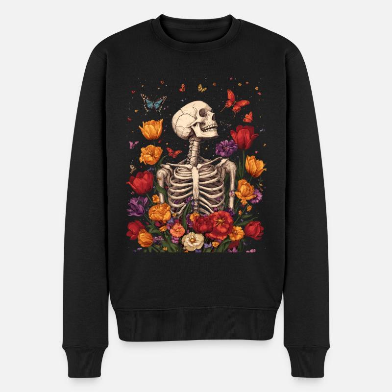 Fleurs squelettes - Pull Premium bio Homme - noir