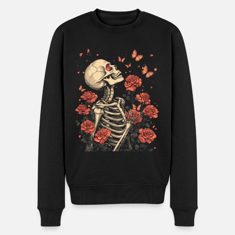 Fleurs squelettes - Pull Premium bio Homme - noir