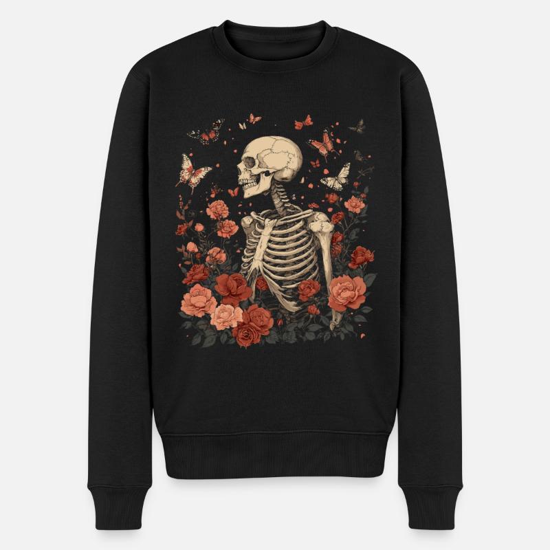Fleurs squelettes - Pull Premium bio Homme - noir