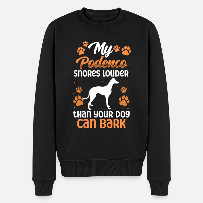 Podenco schnarcht lauter Windhund Podenco - Männer Premium Bio Pullover - Schwarz